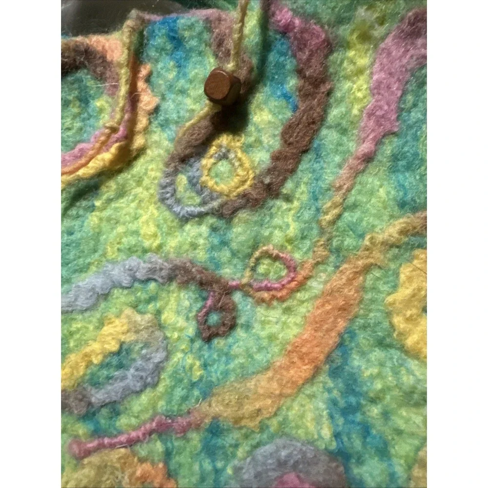 felted wool purse Bohemian Hippie Fairy Festival Green Design Fringe Crossbody - Picture 2 of 10